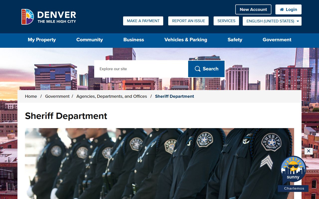 Denver Sheriff Department page for Denver County booking reports