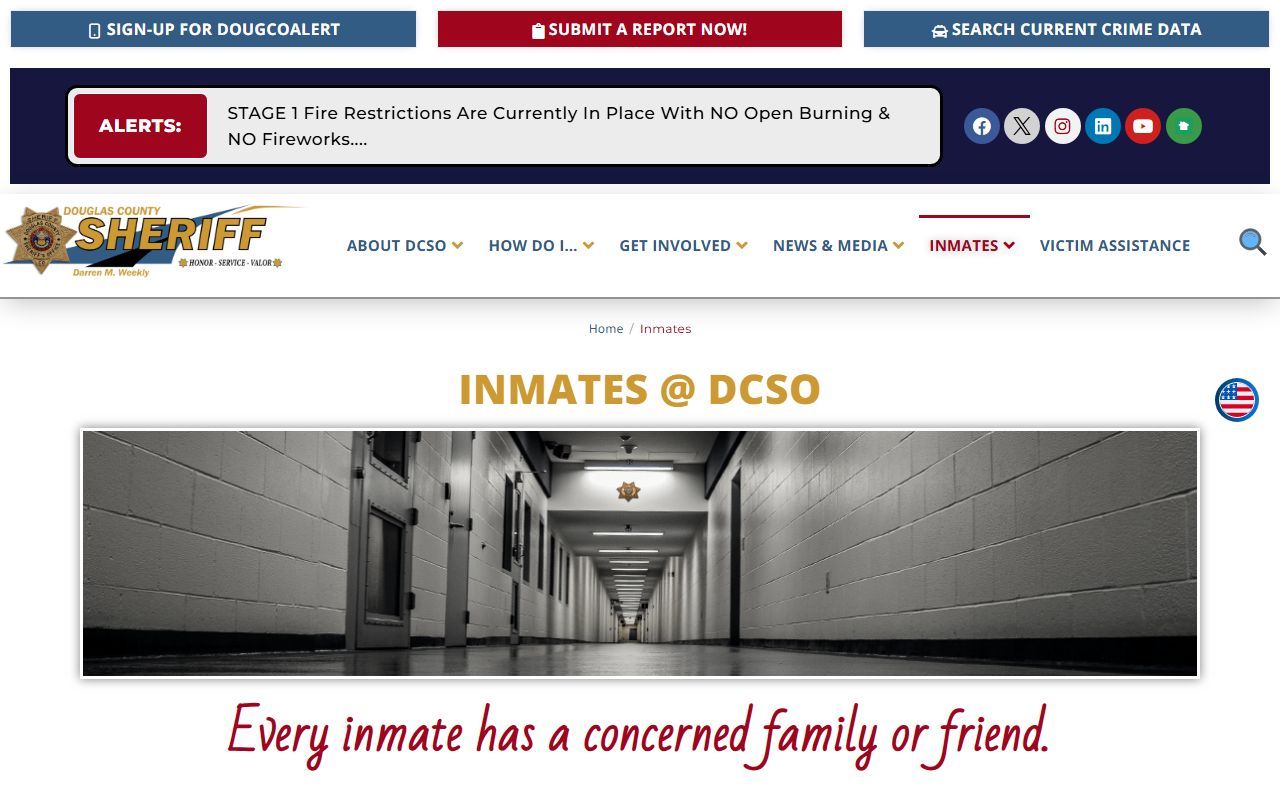 Douglas County Sheriff inmates page for booking reports