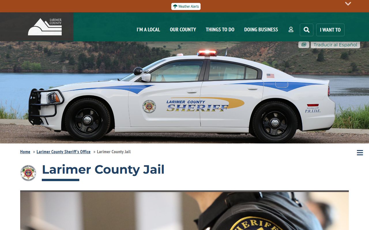 Larimer County jail page for booking reports