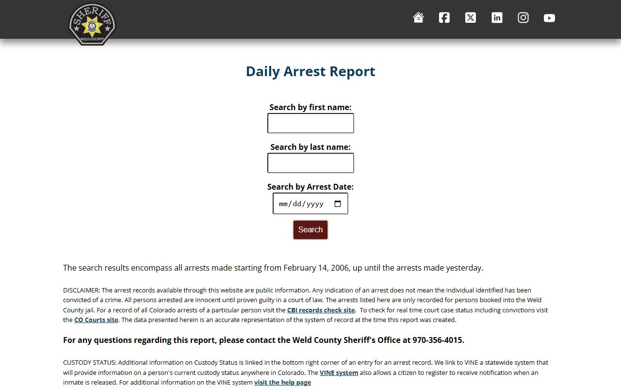 Weld County booking reports
