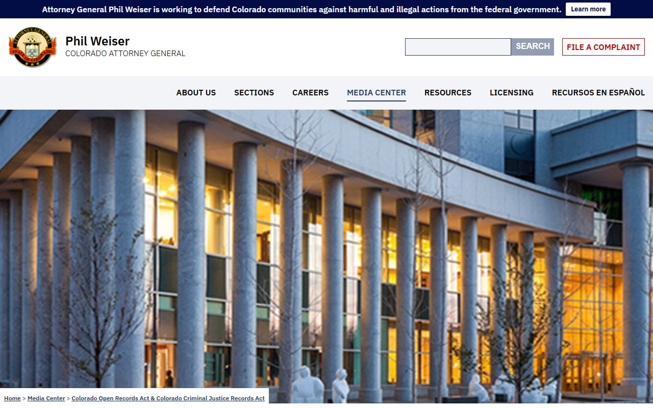 Colorado Attorney General CORA and CCJRA policy for booking reports access