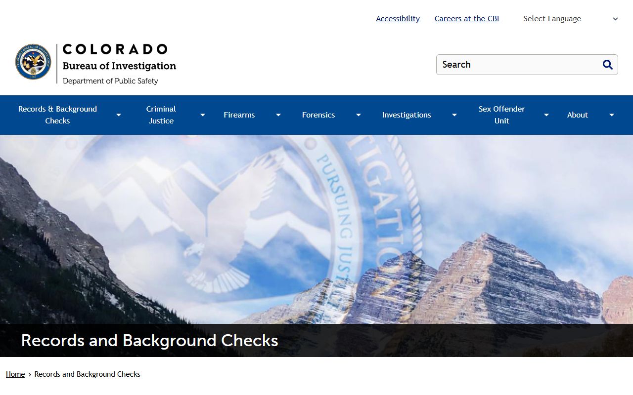 Colorado CBI records and background checks page for booking report searches